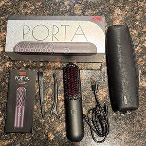 Tymo Porta Black and Pink Hair Straightening Brush Set
